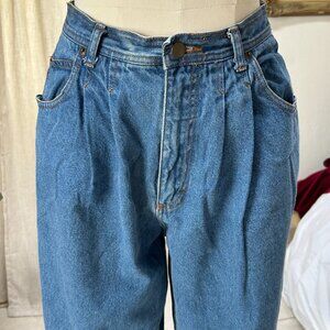 Vintage 90s Pleated Tapered Denim Jeans Relaxed Slouchy Minimalist Womens S/M